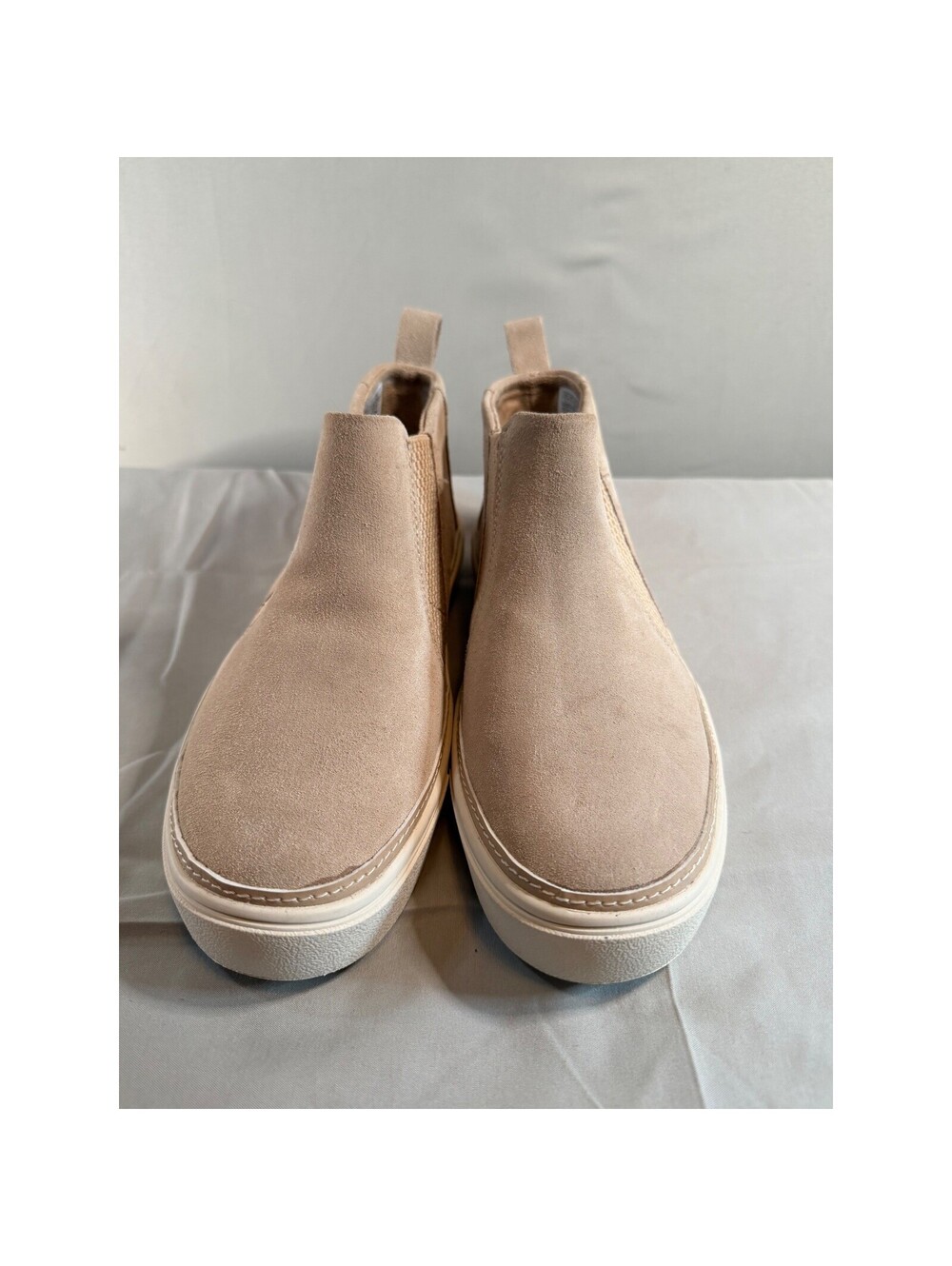 Toms Jutti Chelsea Suede Slip On Platform Ankle Boots Sand Tan Womens 5